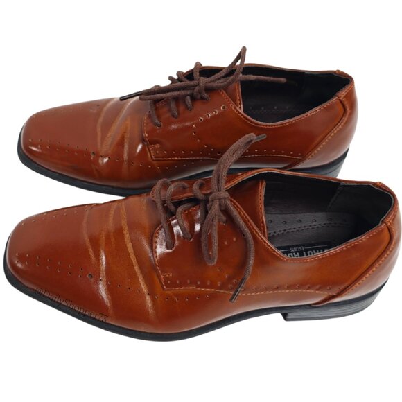 Stacy Adams Boys Tan Vegan Leather Oxford Loafers - Picture 1 of 11